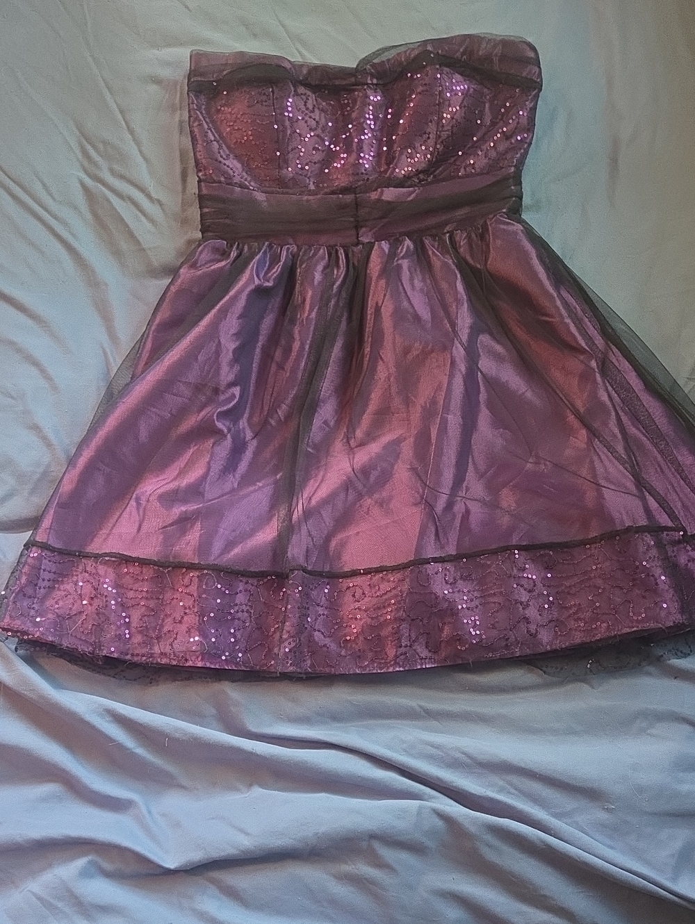 As U Wish Purple Sequin Strapless Party Dress Size 9 Junior